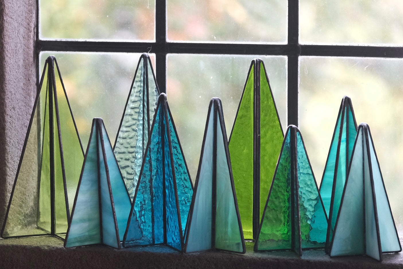 Sapin Trees Set of Three Aqua/Lime