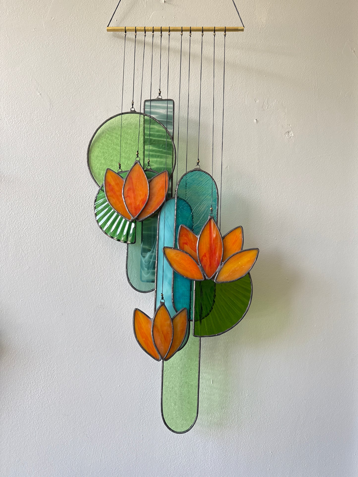 Orange Lotus Stained Glass Sun Catcher