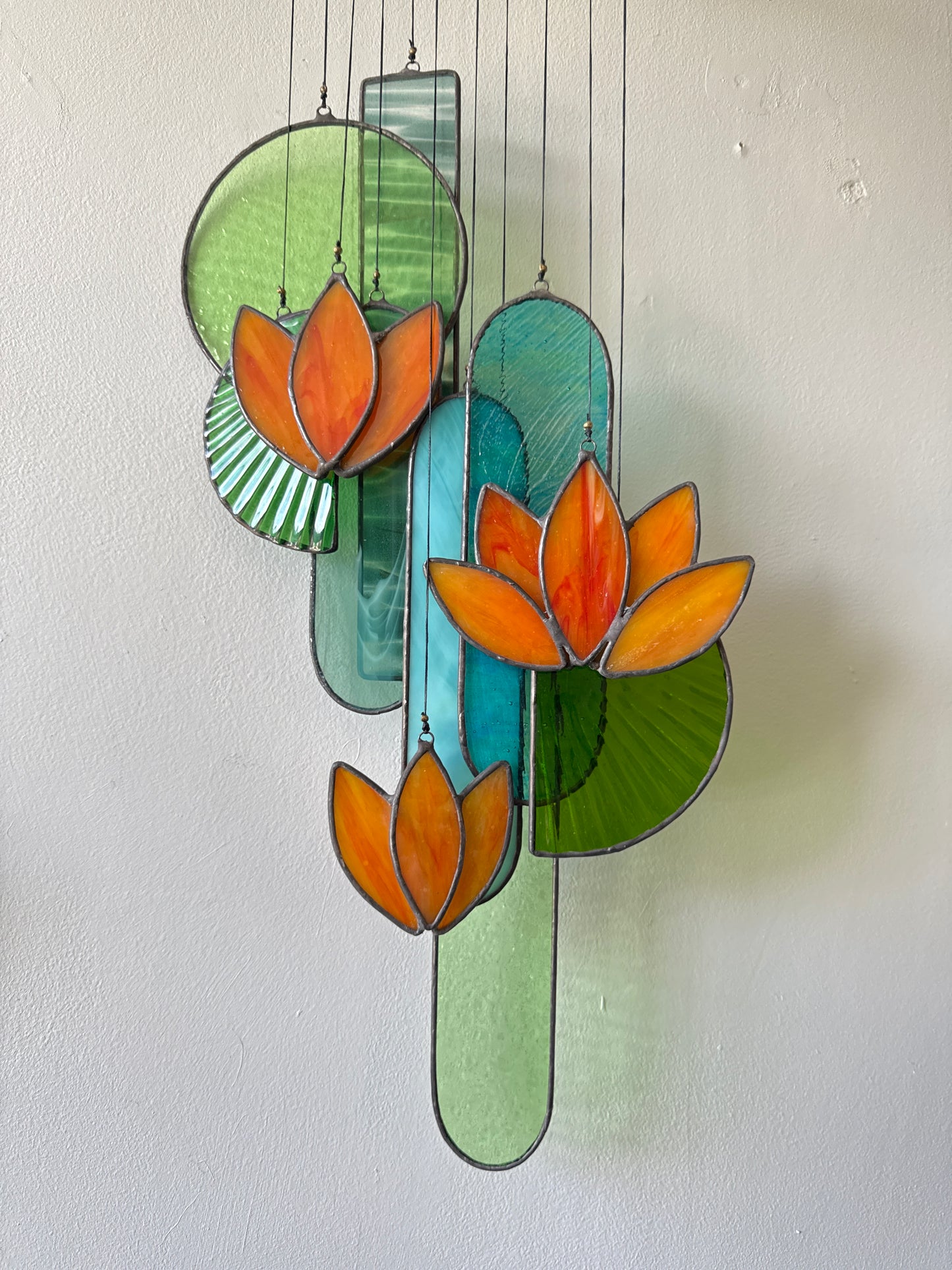 Orange Lotus Stained Glass Sun Catcher