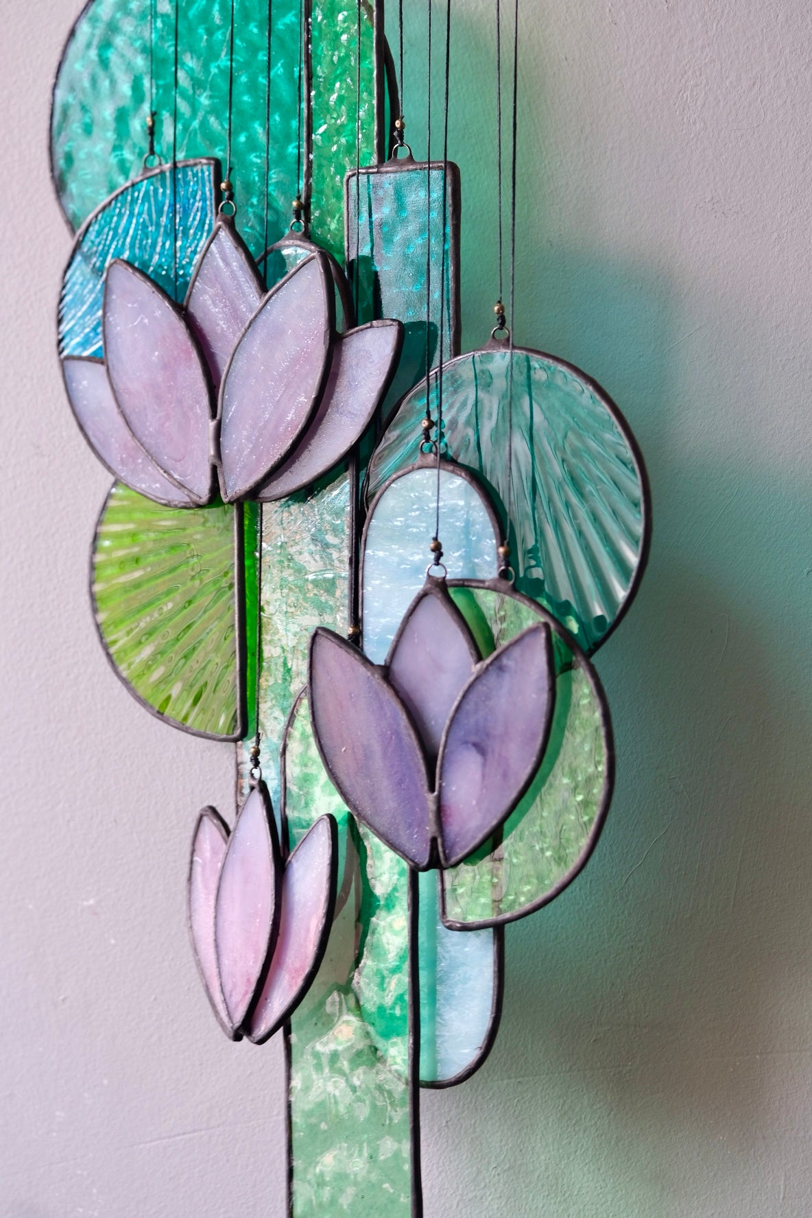 Purple 1 Lotus Stained Glass Sun Catcher