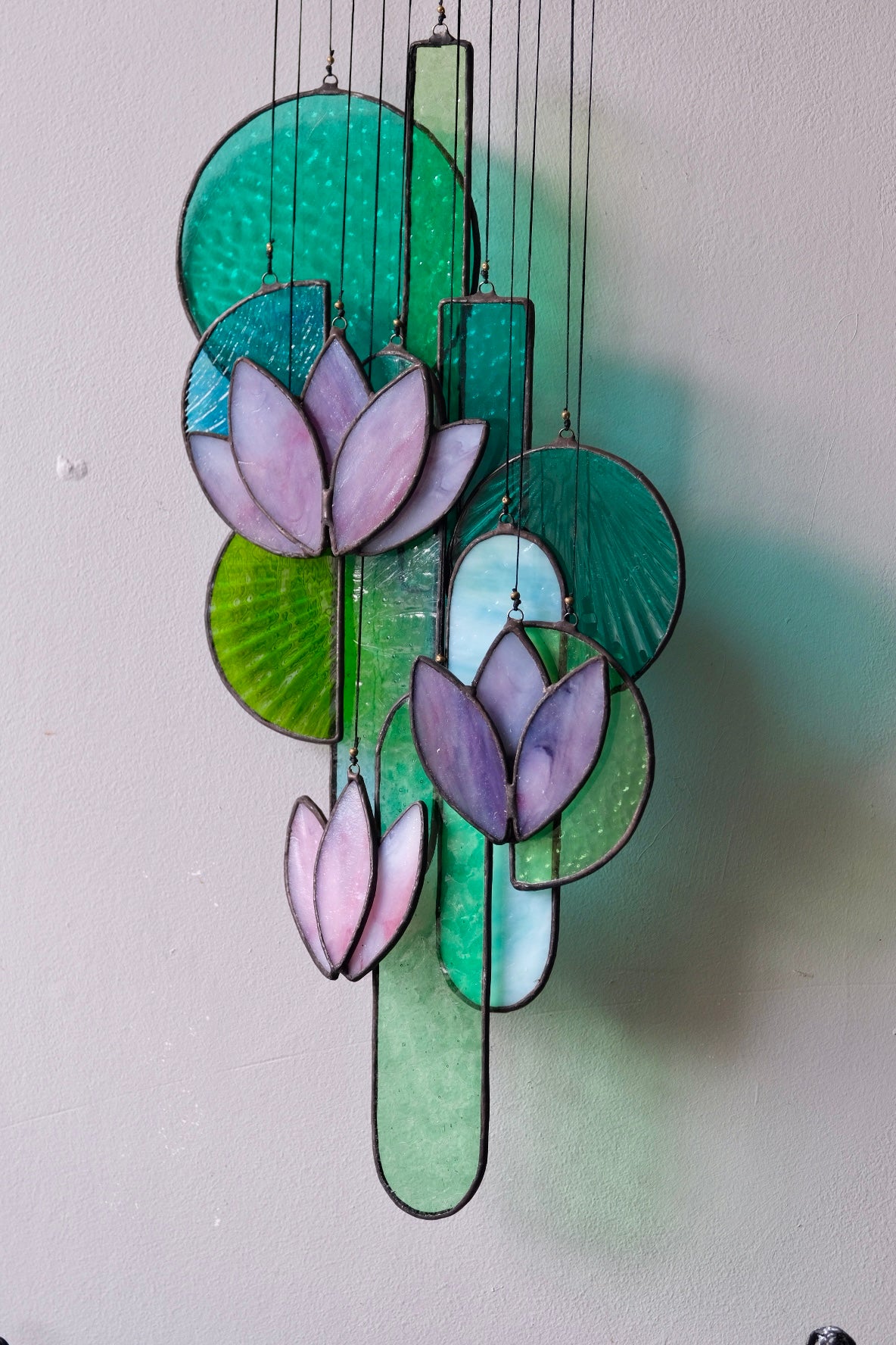 Purple 1 Lotus Stained Glass Sun Catcher