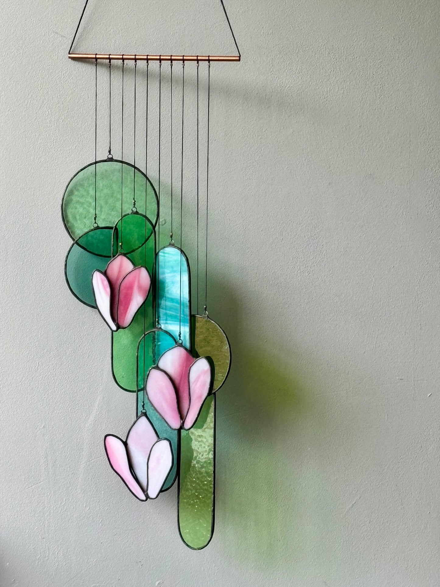 Pink Magnolia Stained Glass Sun Catcher