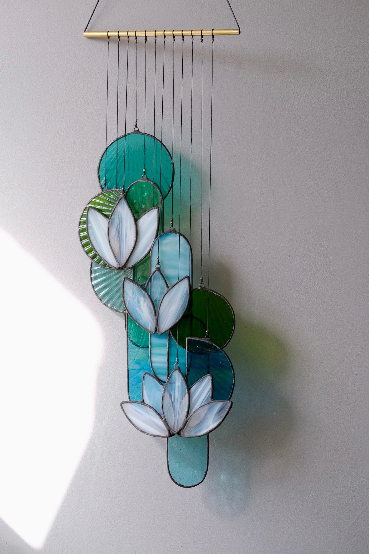 White Lotus Stained Glass Sun Catcher