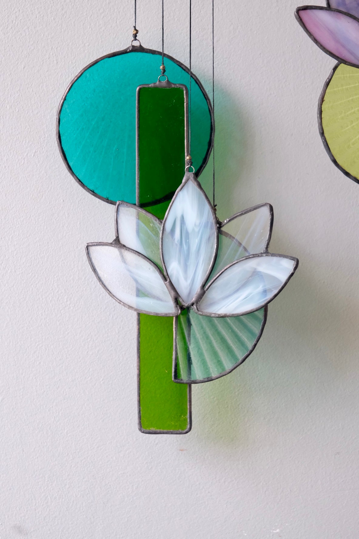 Mini White Lotus Glass Sun Catcher