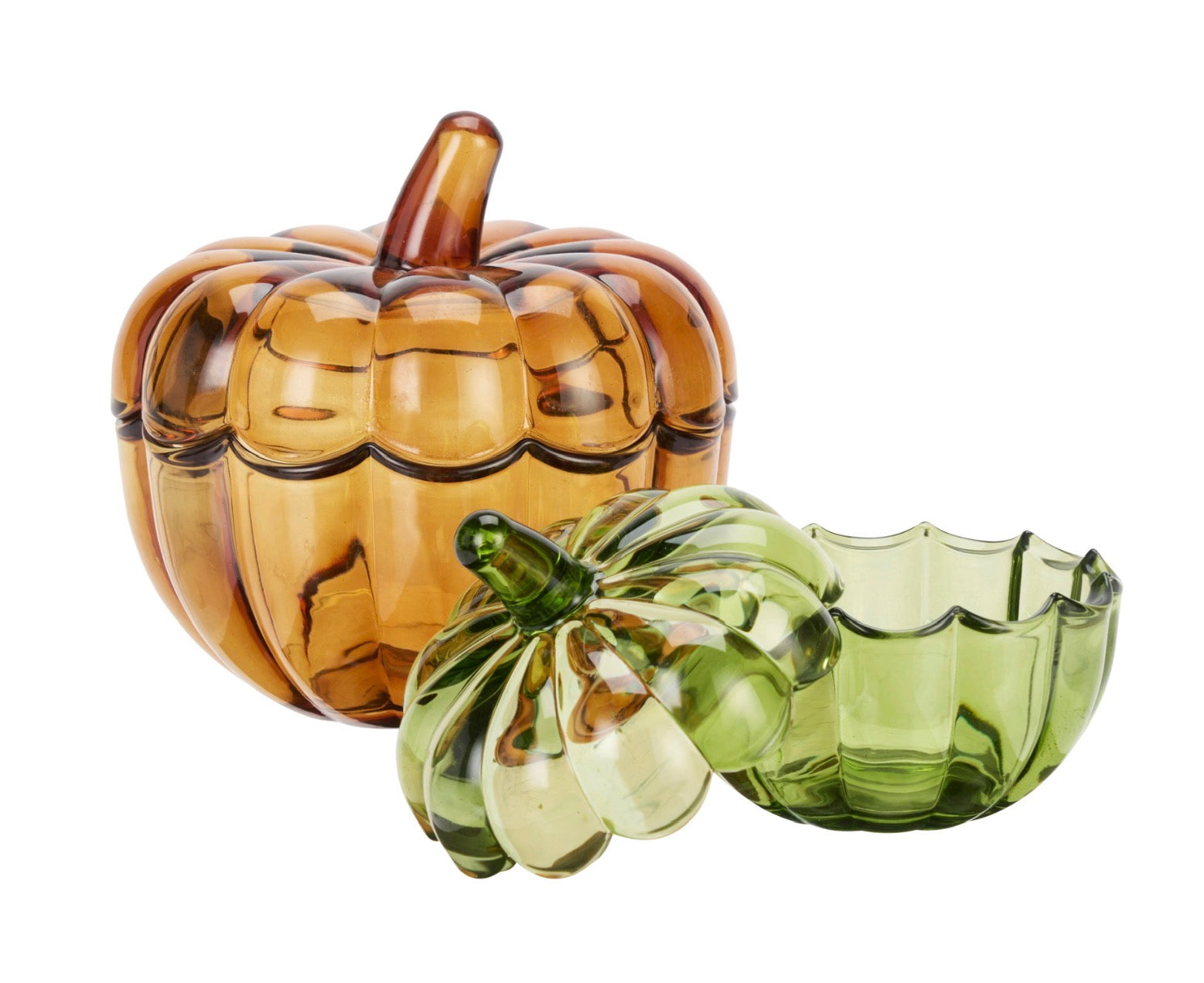 Pumpkin Glass Bowls, Set of 2