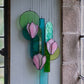 Pink Magnolia Stained Glass Hanging Art