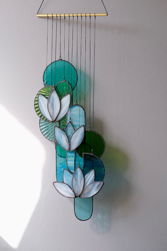 White Lotus Stained Glass Sun Catcher