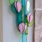 Pink Magnolia Stained Glass Hanging Art