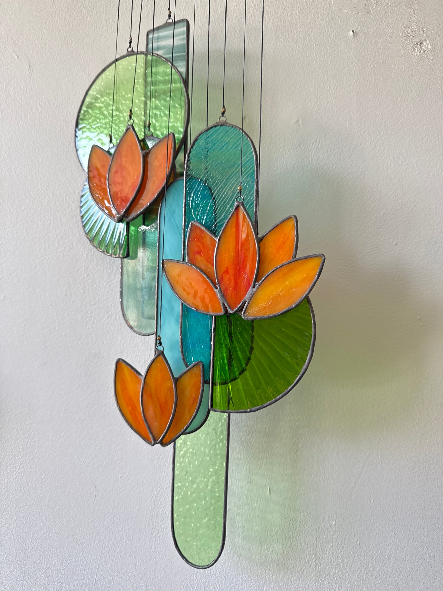 Orange Lotus Stained Glass Sun Catcher