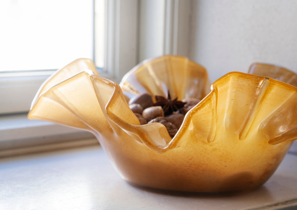 Ruffle Glass Bowl Caramel