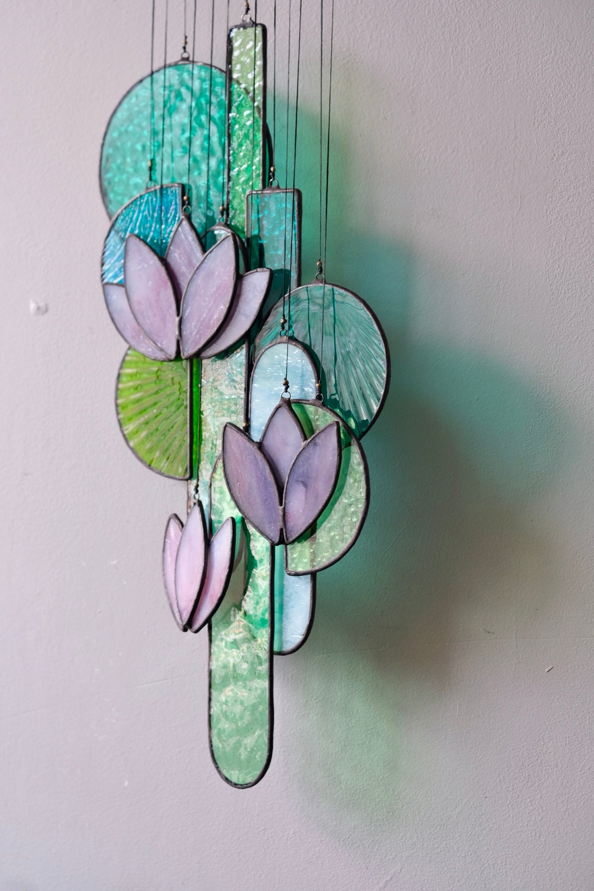 Purple 1 Lotus Stained Glass Sun Catcher