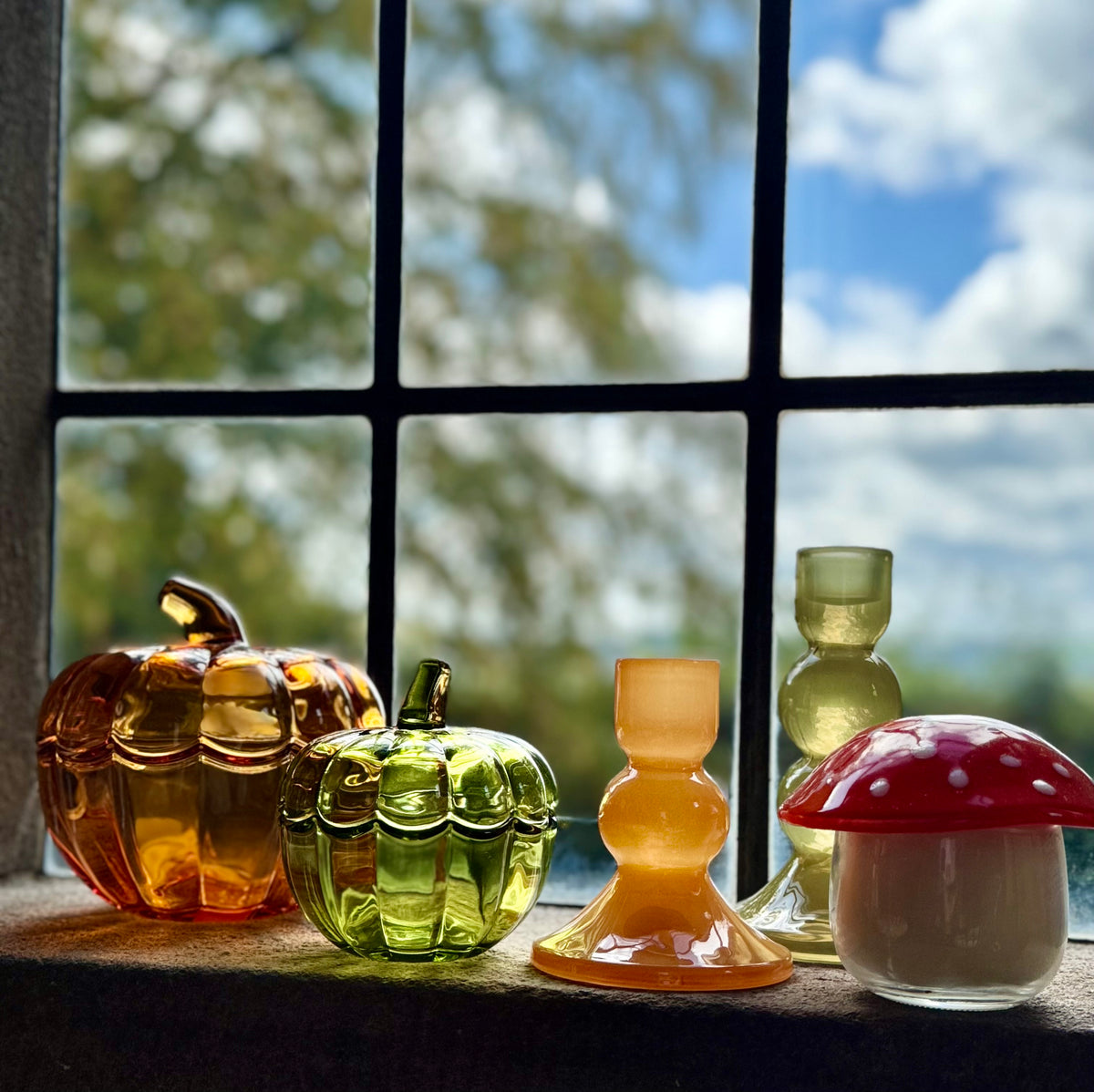 Pumpkin Glass Bowls, Set of 2