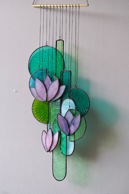 Purple 1 Lotus Stained Glass Sun Catcher