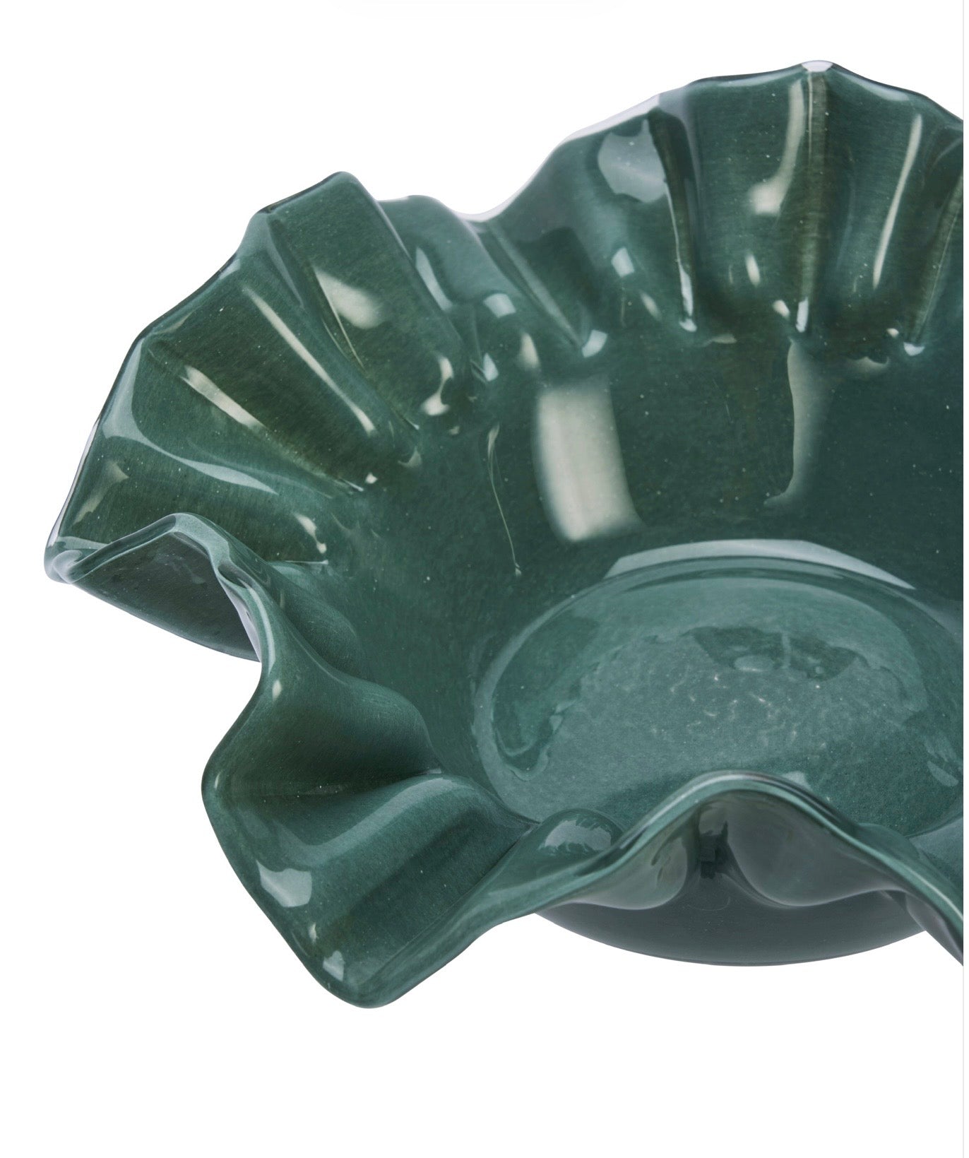Ruffle Glass Bowl Green