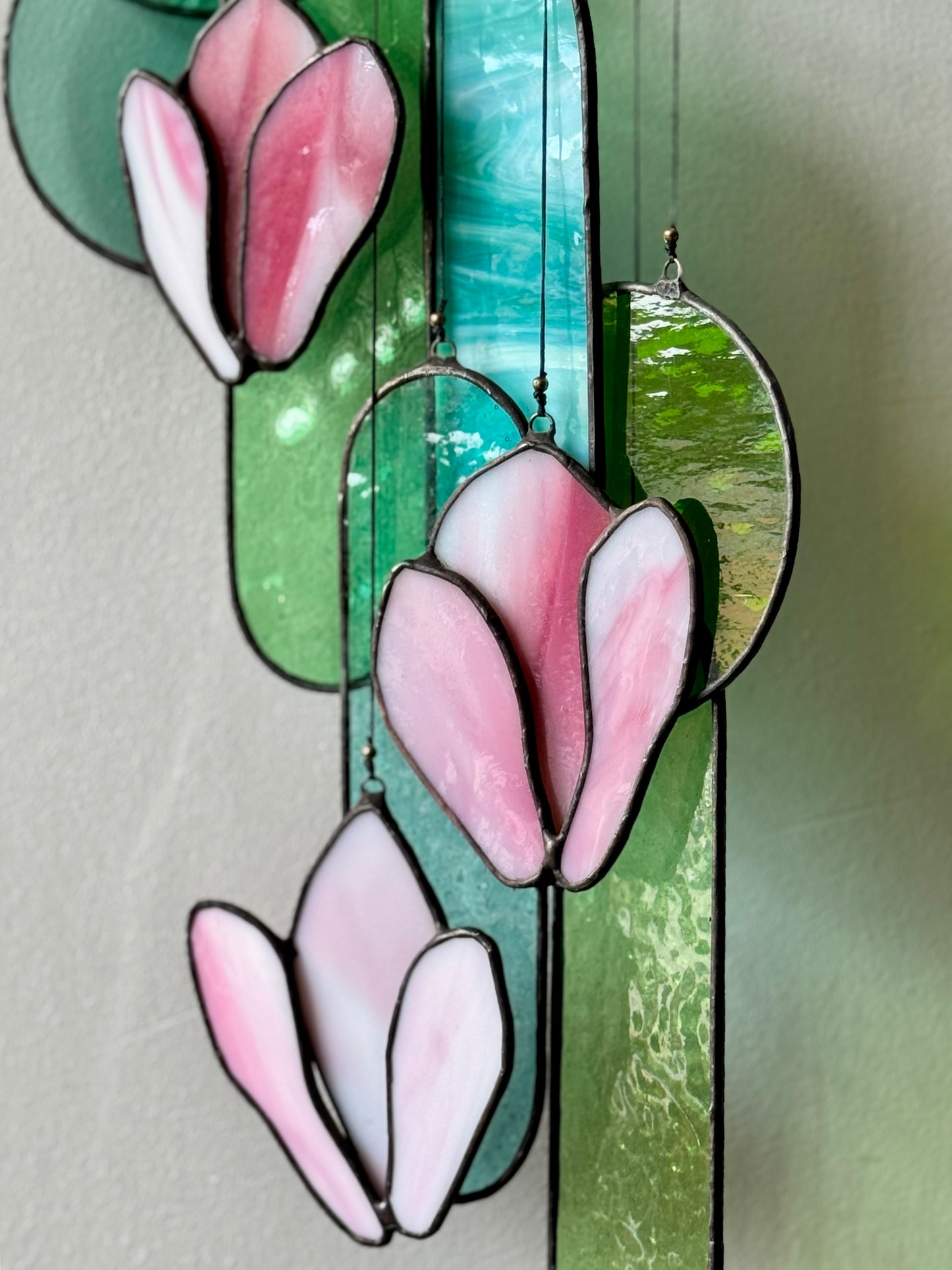 Pink Magnolia Stained Glass Sun Catcher