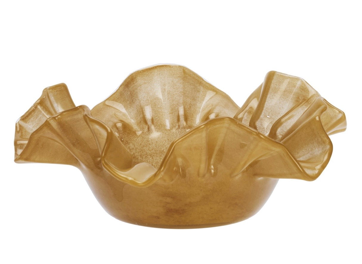 Ruffle Glass Bowl Caramel