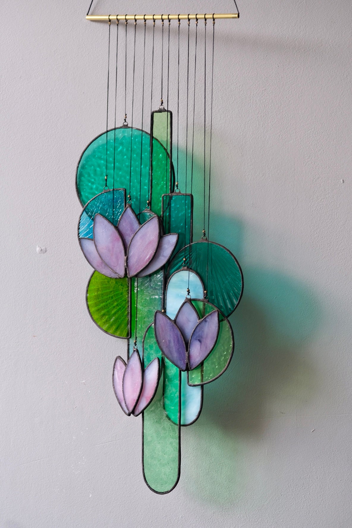 Purple 1 Lotus Stained Glass Sun Catcher