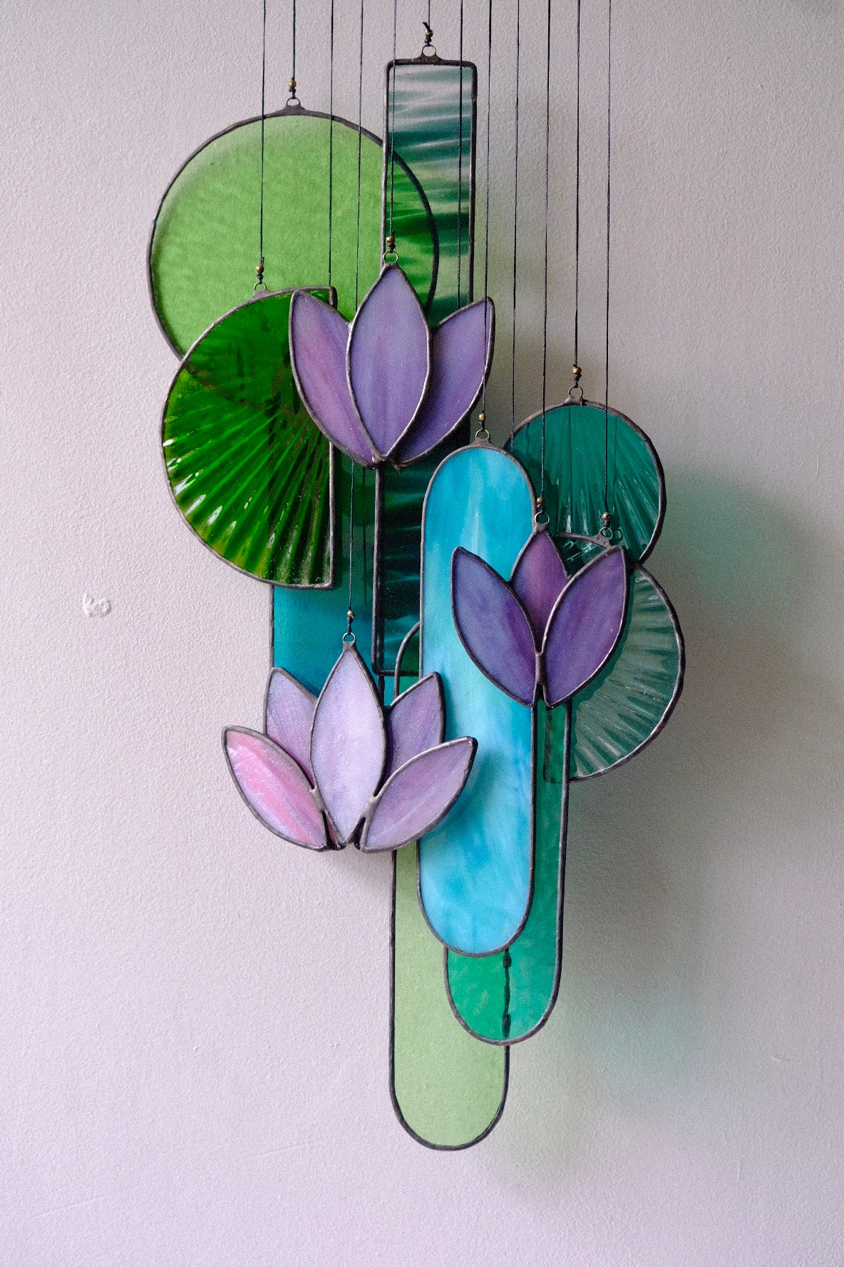 Purple Lotus Stained Glass Sun Catcher