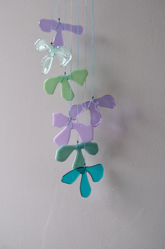Blue Petal 3 Fused Glass Sun Catcher
