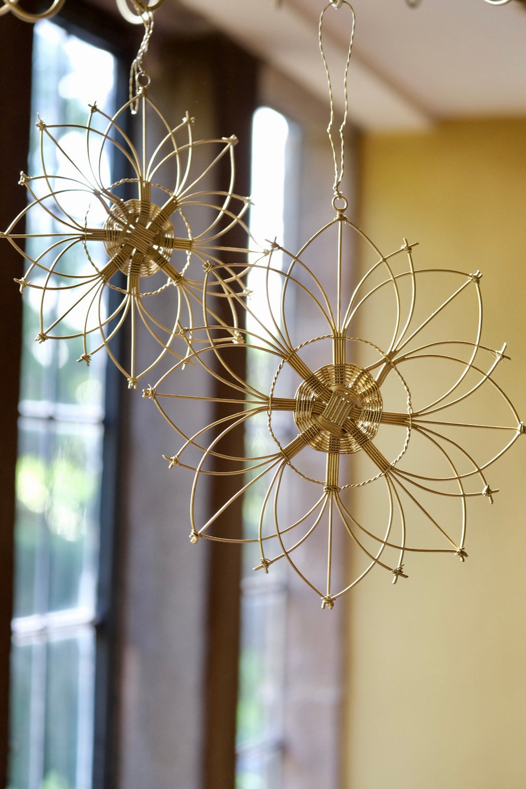 Handmade Twisted Brass Wire Ornaments, set of 2