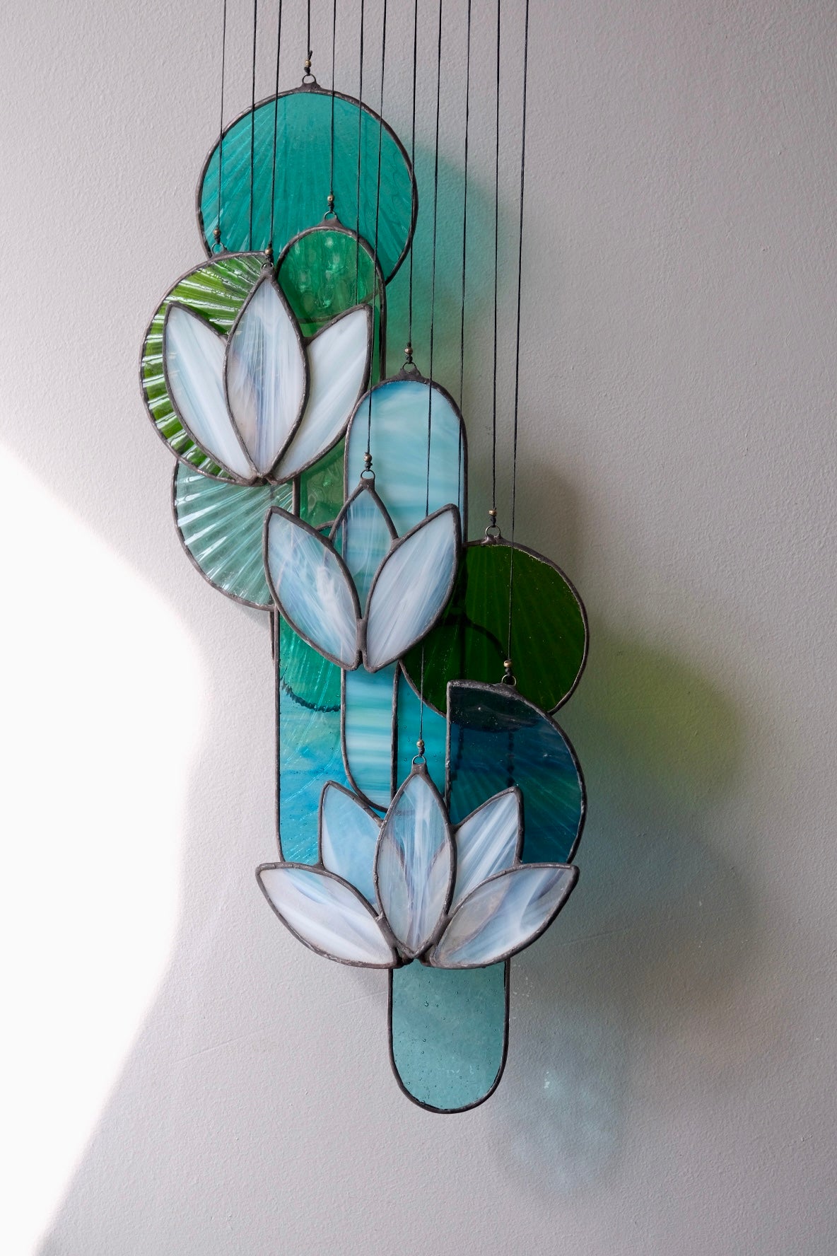 White Lotus Stained Glass Sun Catcher