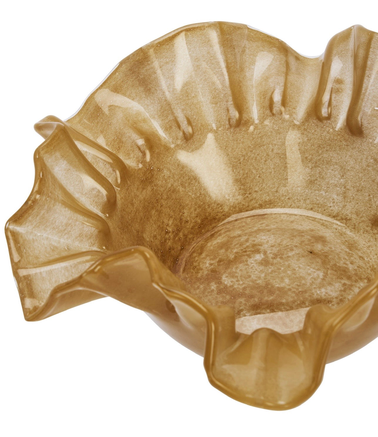 Ruffle Glass Bowl Caramel