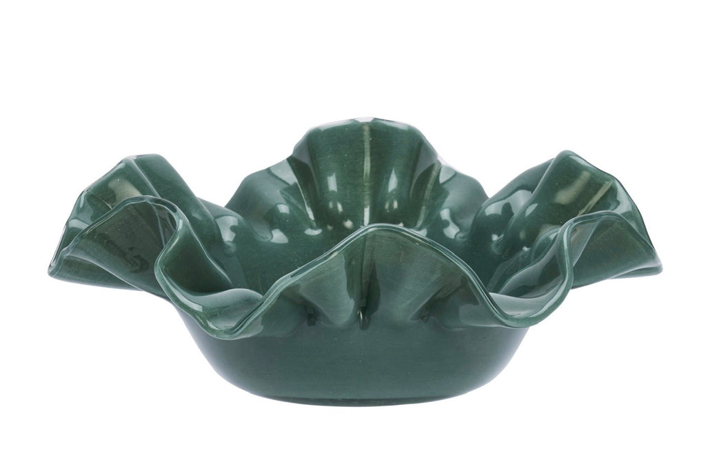 Ruffle Glass Bowl Green