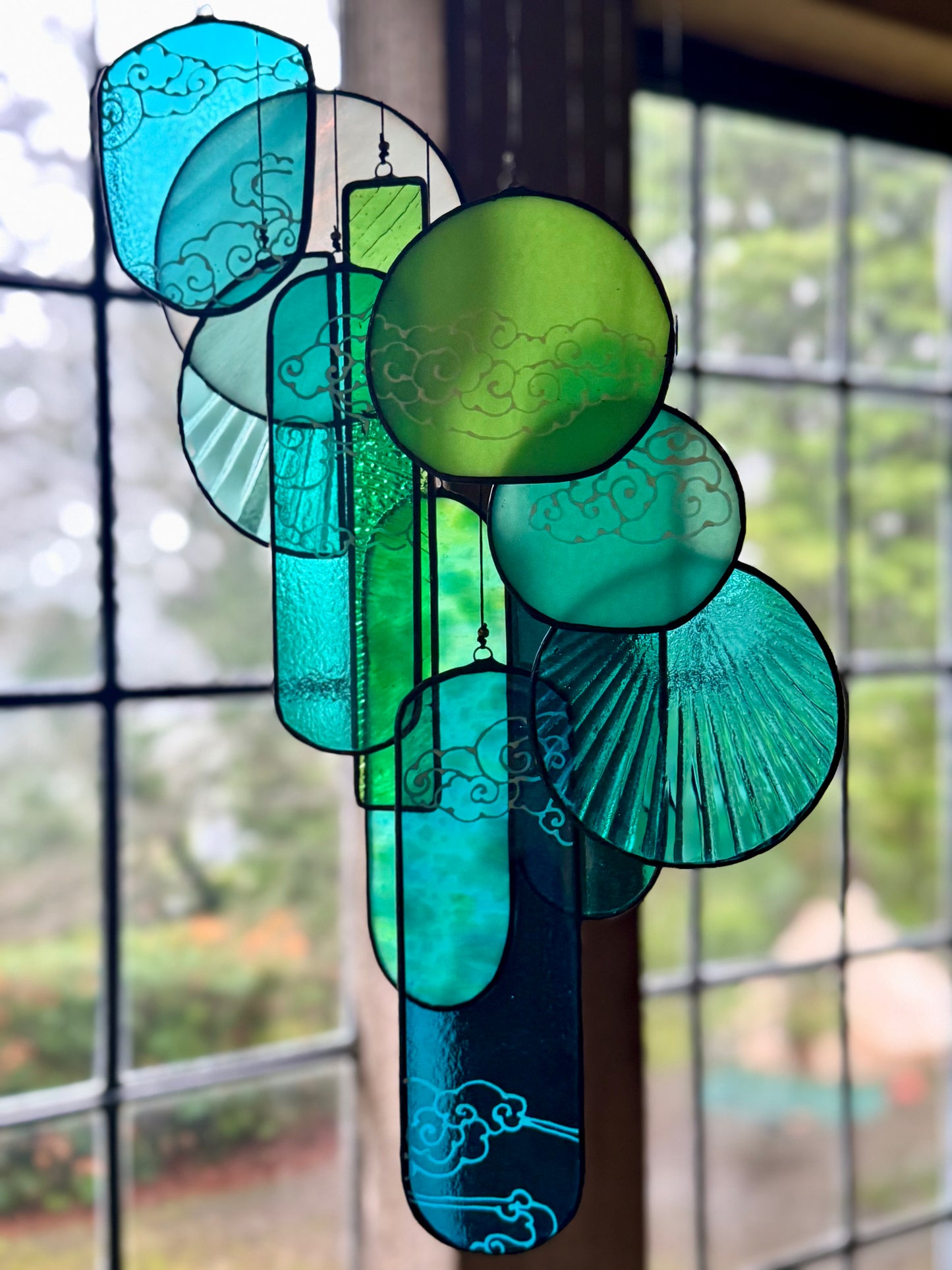 Luna Lantern Stained Glass Hanging Art