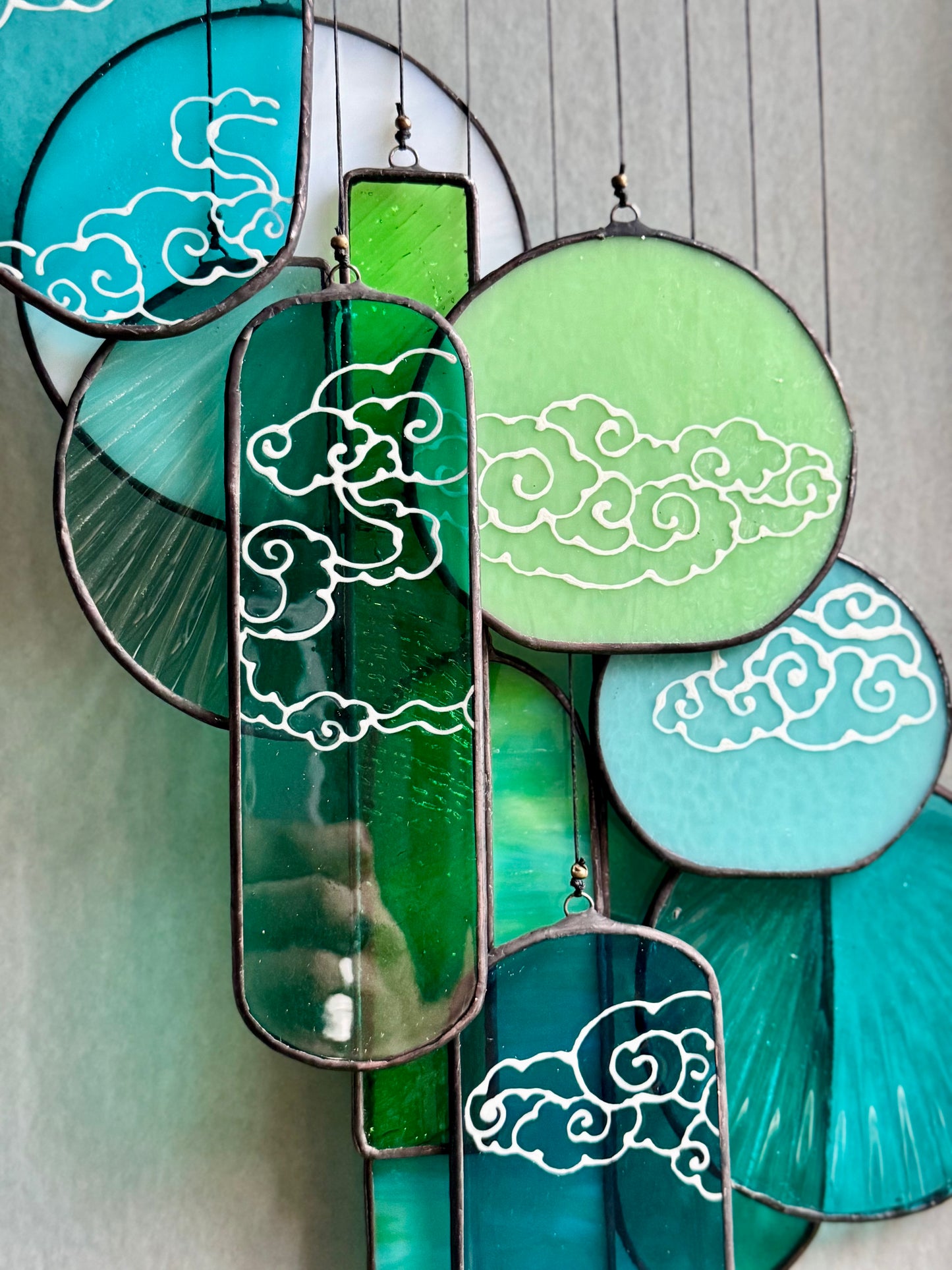 Luna Lantern Stained Glass Hanging Art