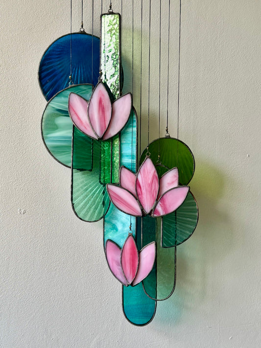 Pink Lotus Stained Glass Sun Catcher