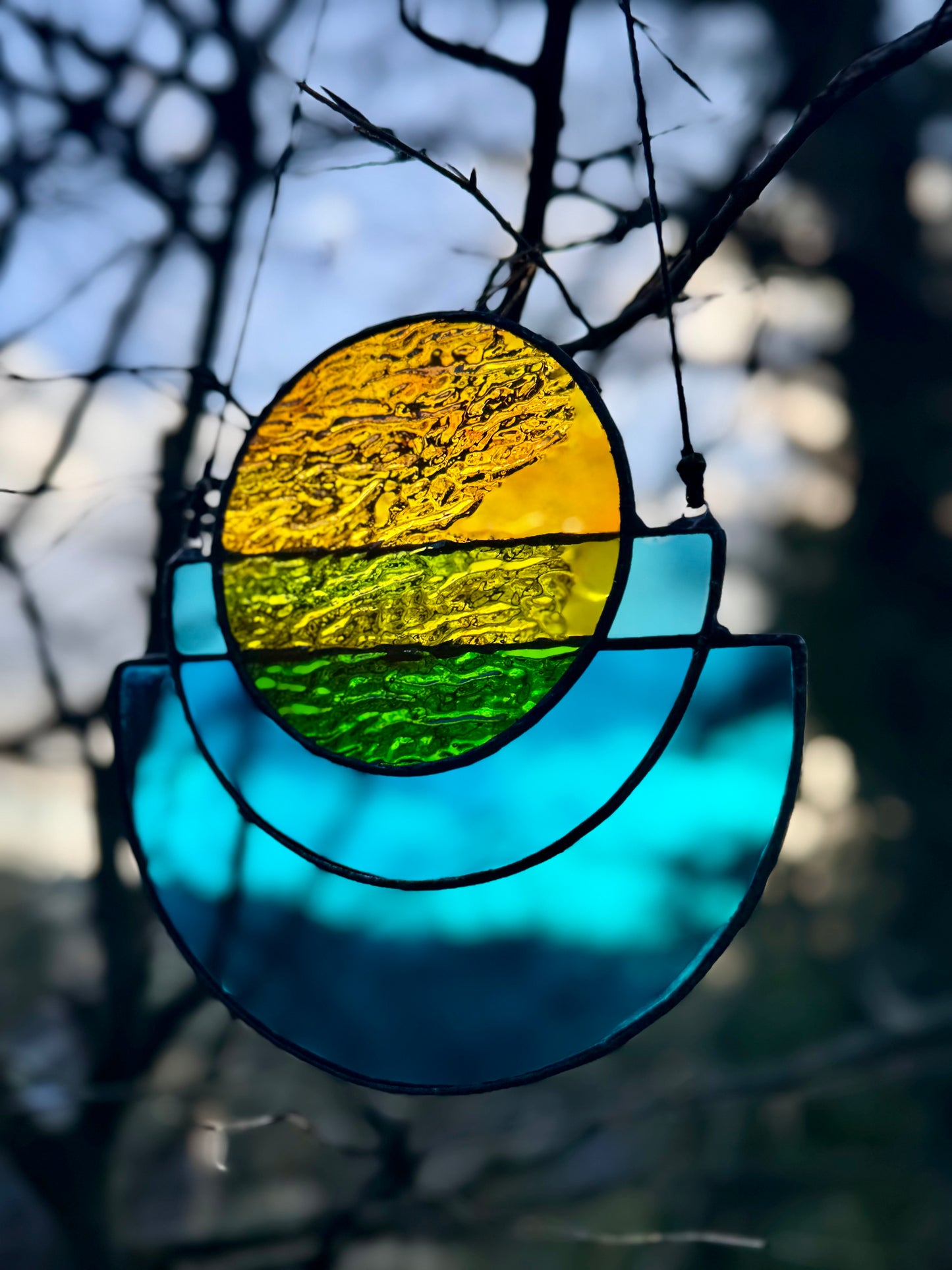 Orange Moon Stained Glass Art