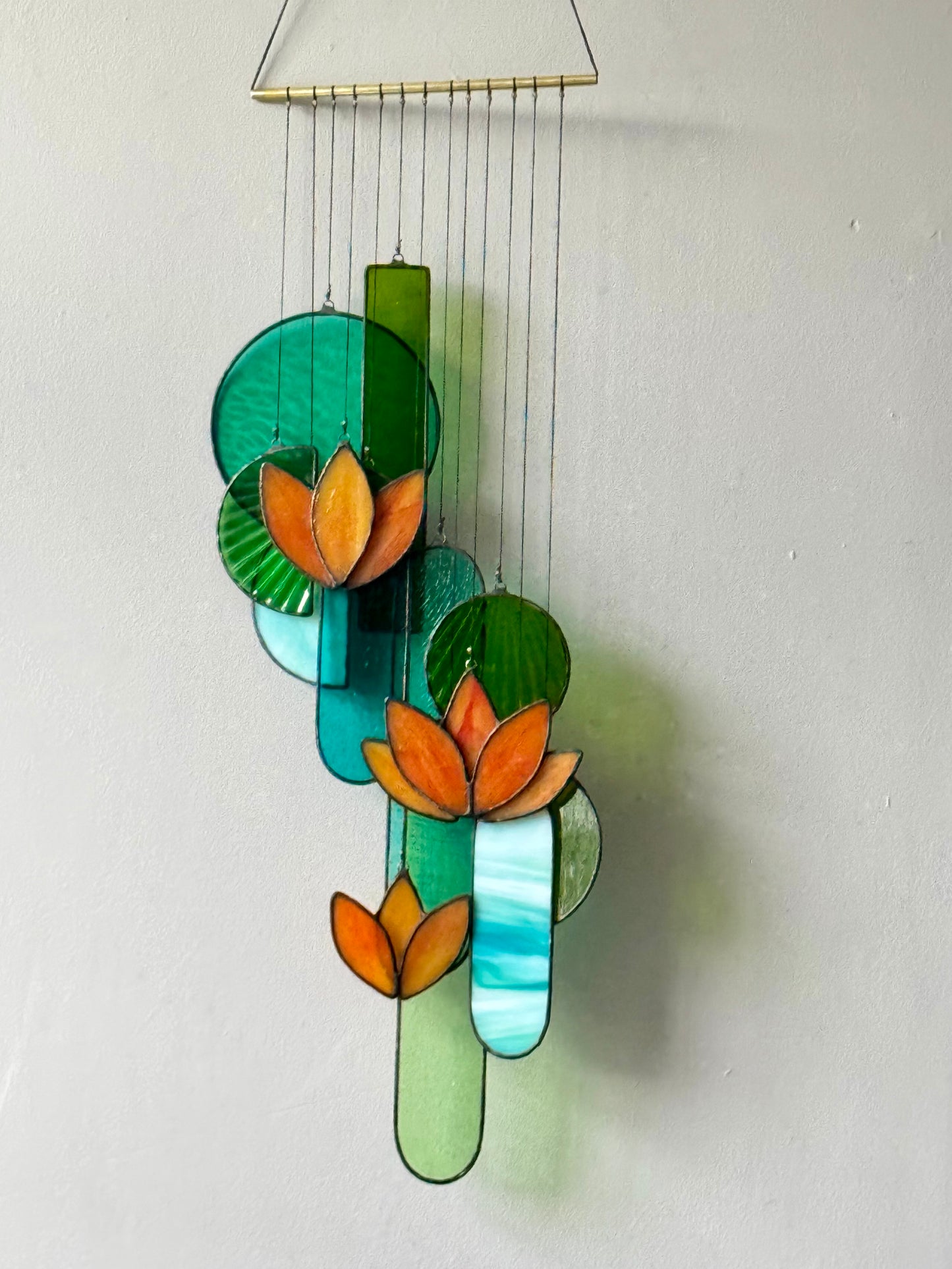 Orange Lotus Stained Glass Sun Catcher