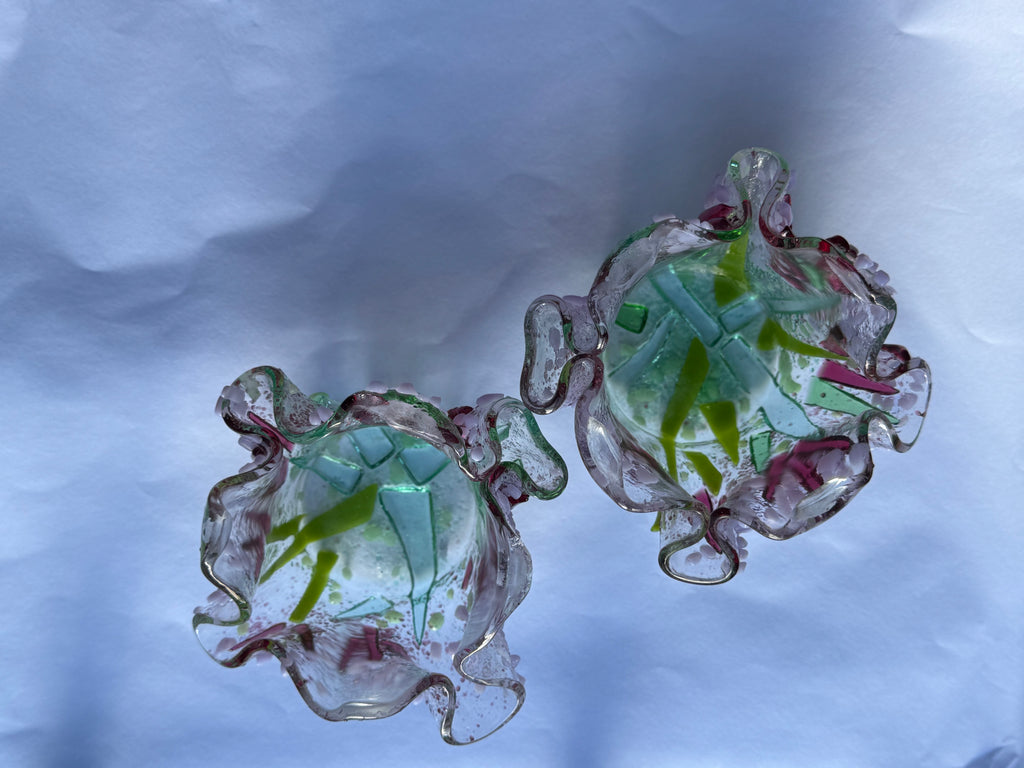 Verbena Handmade Glass Tea-light Holder, Set of 2