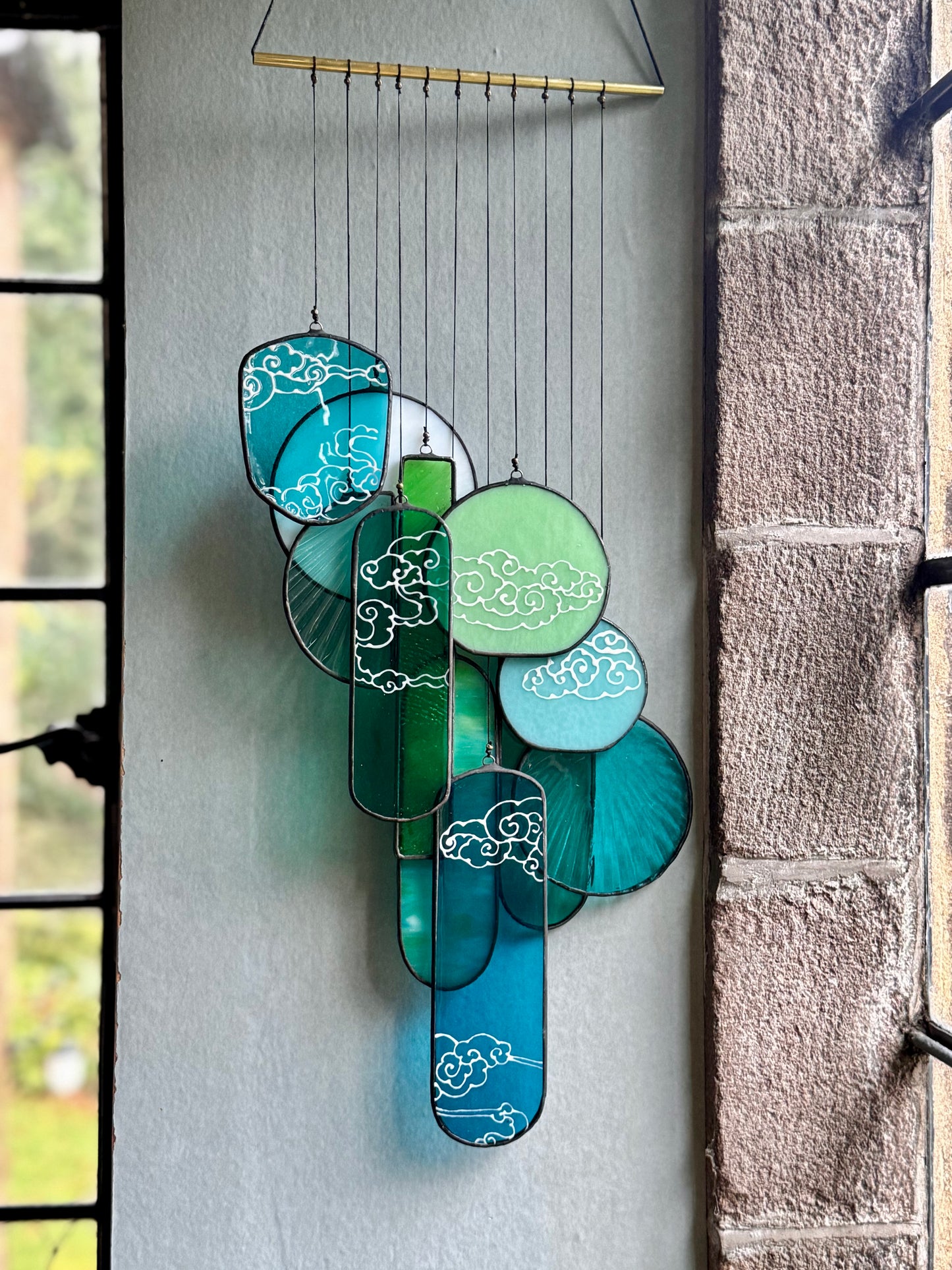 Luna Lantern Stained Glass Hanging Art