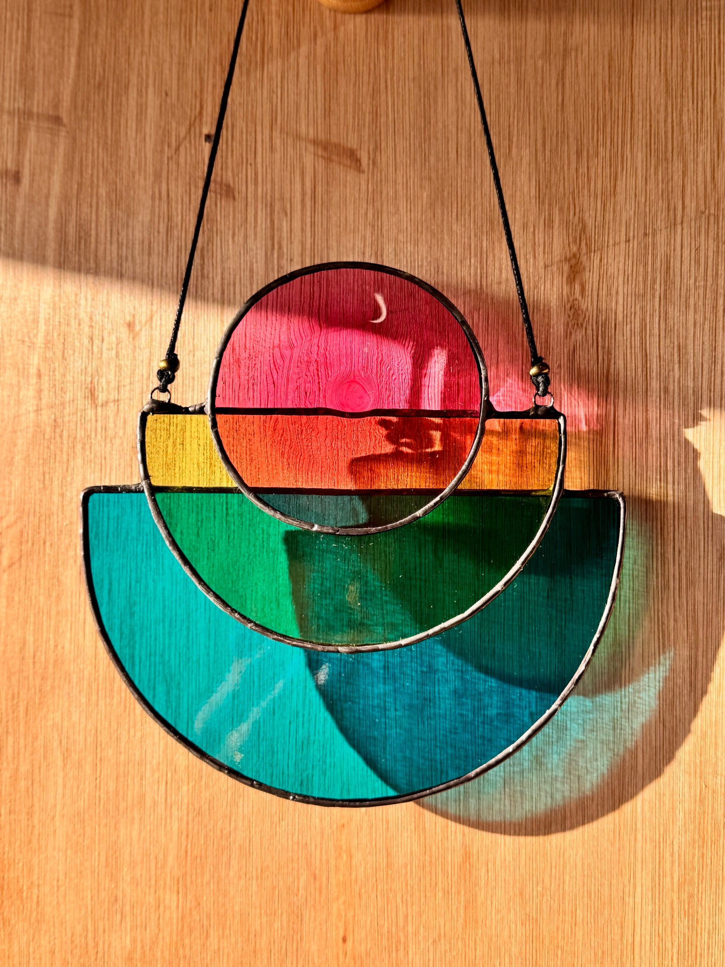 Pink Moon Stained Glass Art