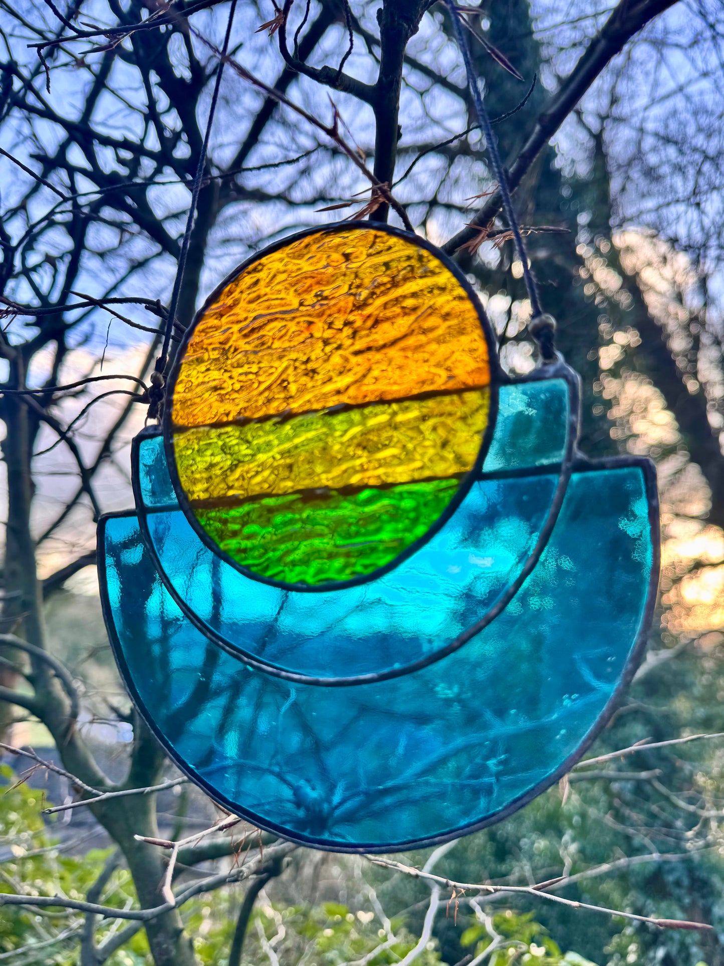 Orange Moon Stained Glass Art