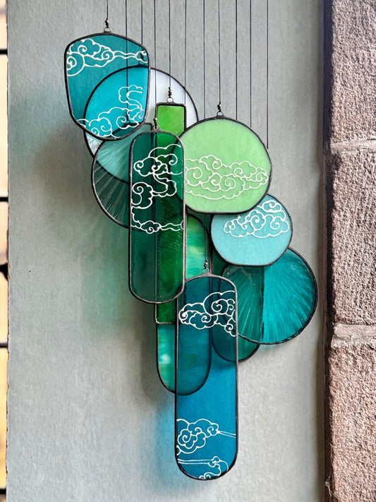 Luna Lantern Stained Glass Hanging Art