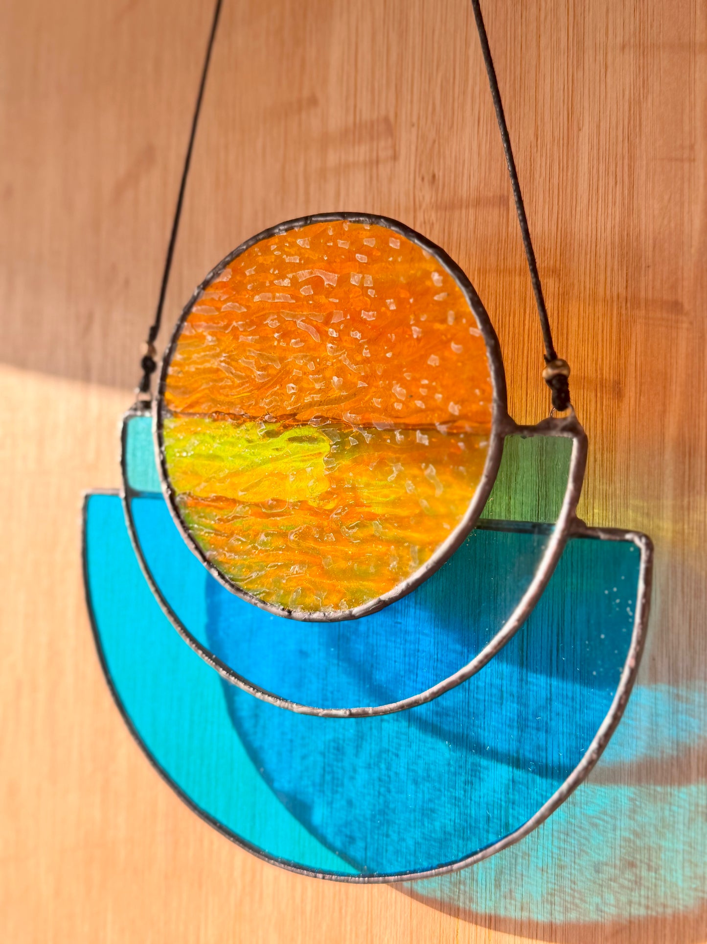 Orange Moon Stained Glass Art