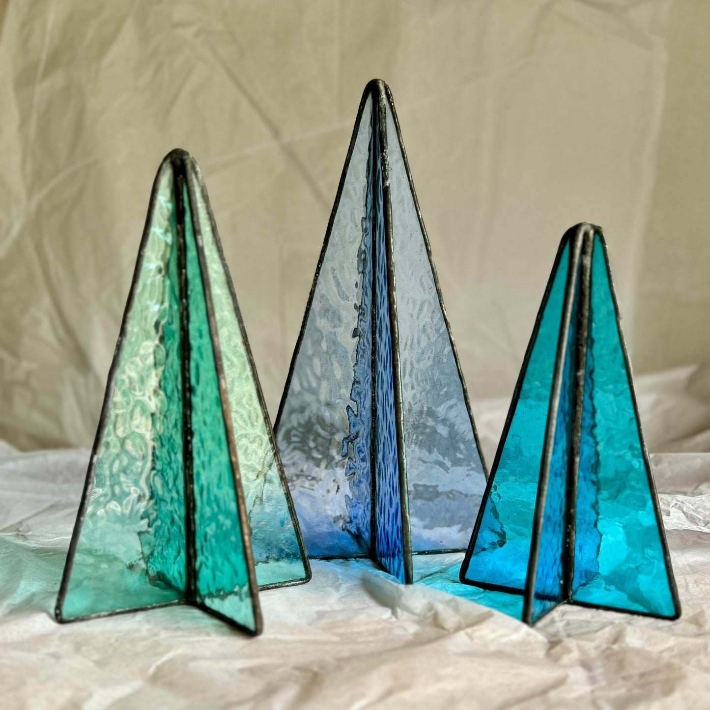 Sapin Trees Set of Three  Blue