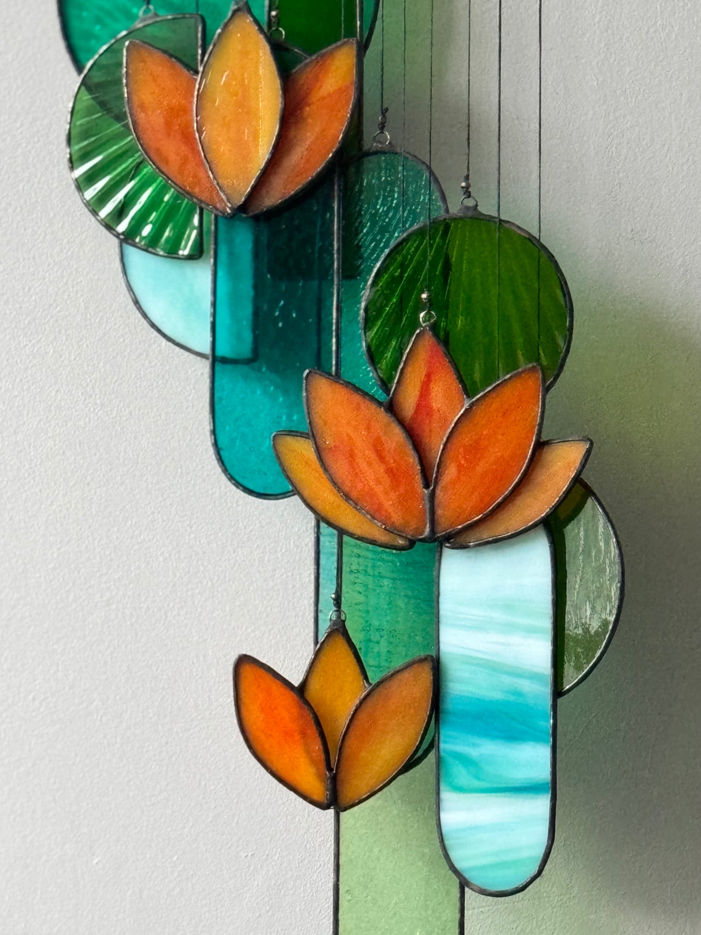 Orange Lotus Stained Glass Sun Catcher