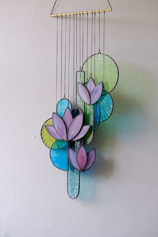 Purple 1 Lotus Stained Glass Art