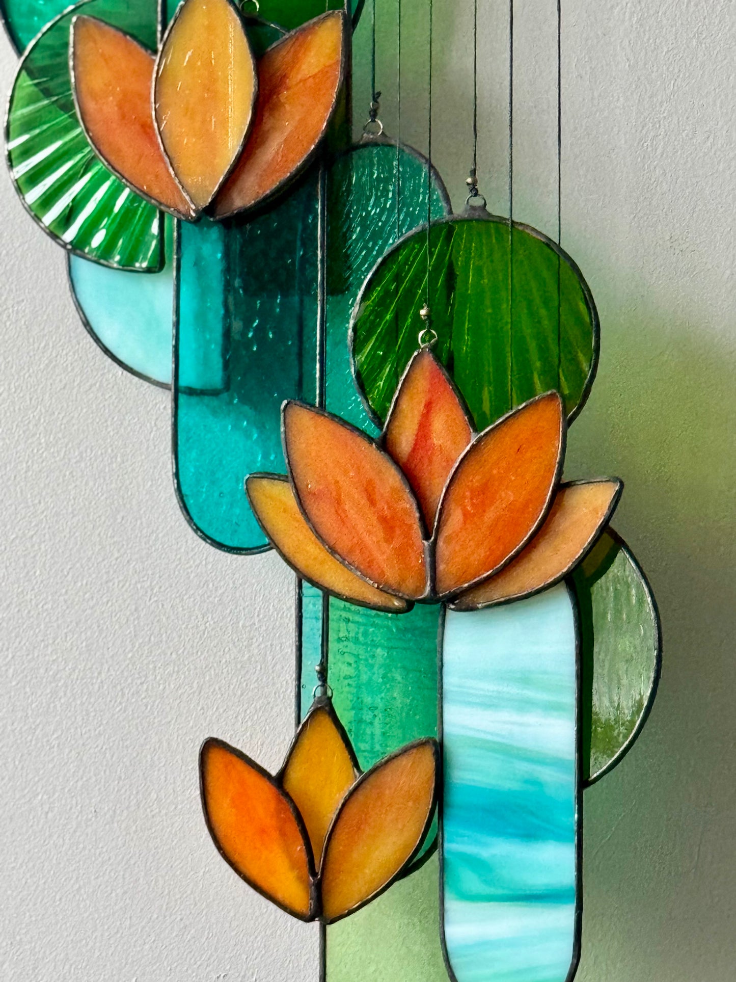 Orange Lotus Stained Glass Sun Catcher