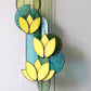 Yellow Lotus Stained Glass Hanging Art