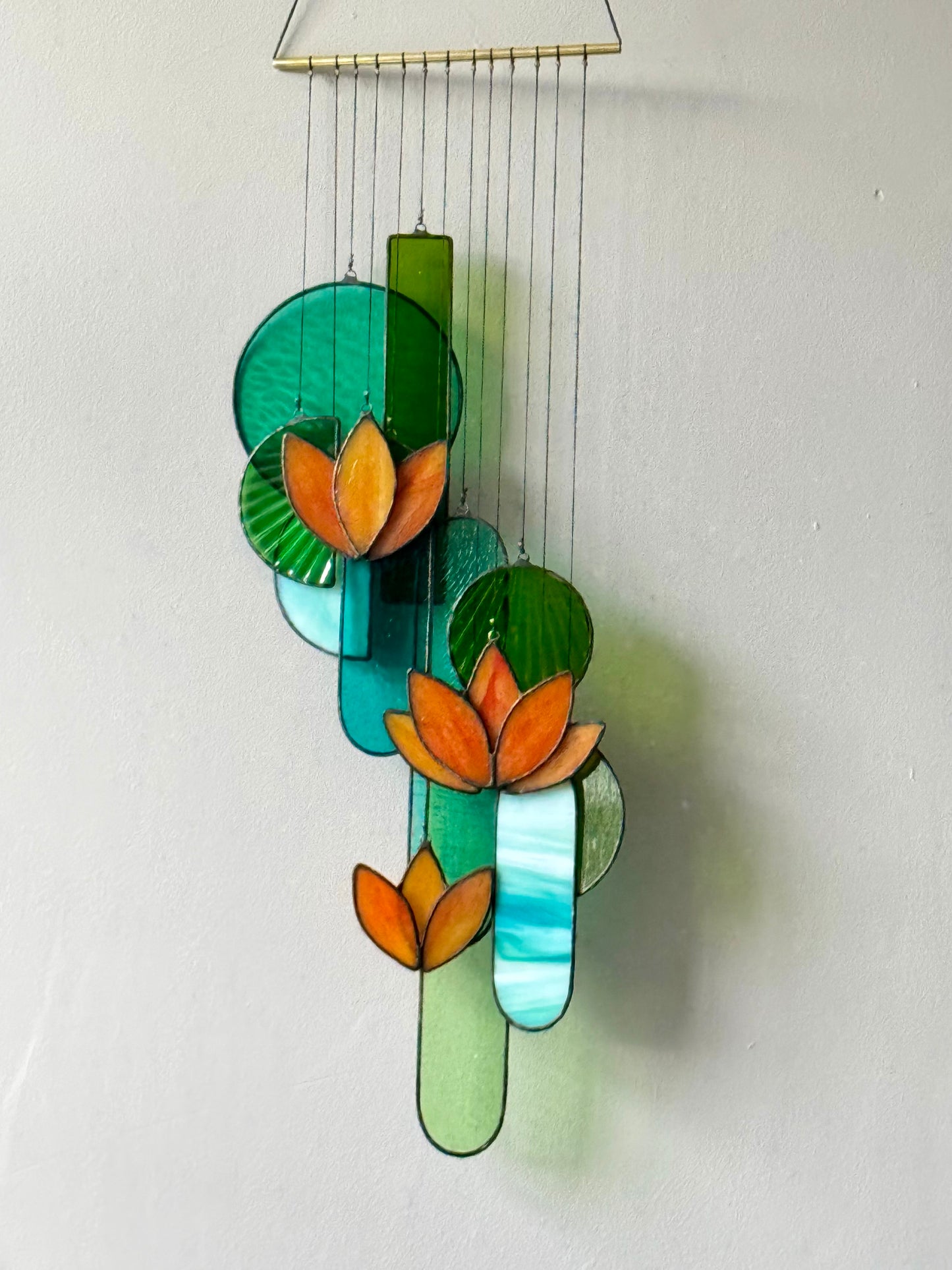 Orange Lotus Stained Glass Sun Catcher