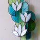 White Lotus Stained Glass Hanging Art