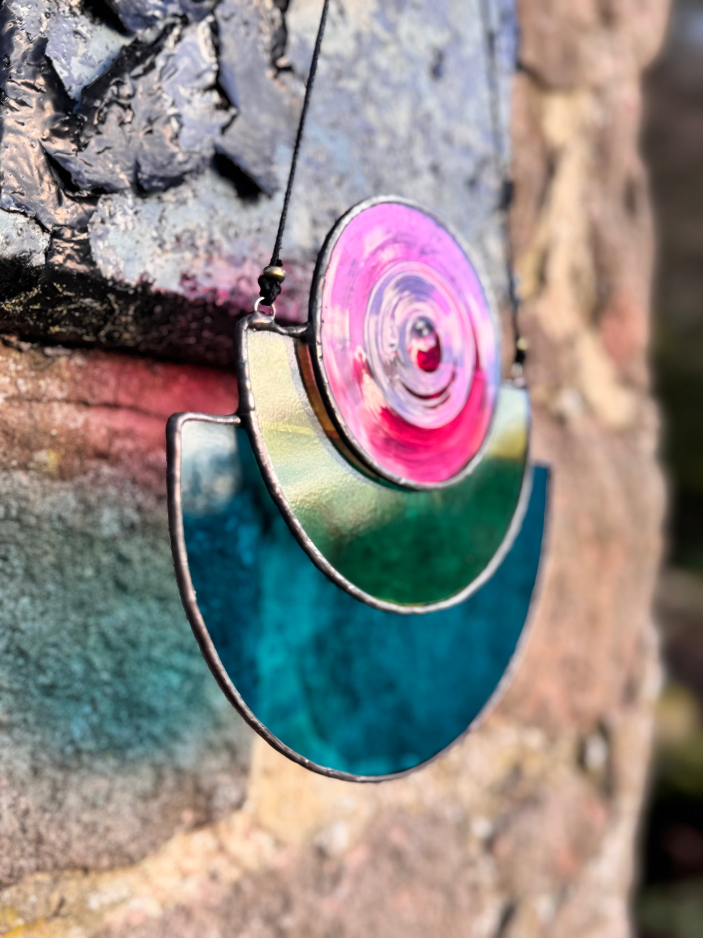 Pink Moon Stained Glass Art