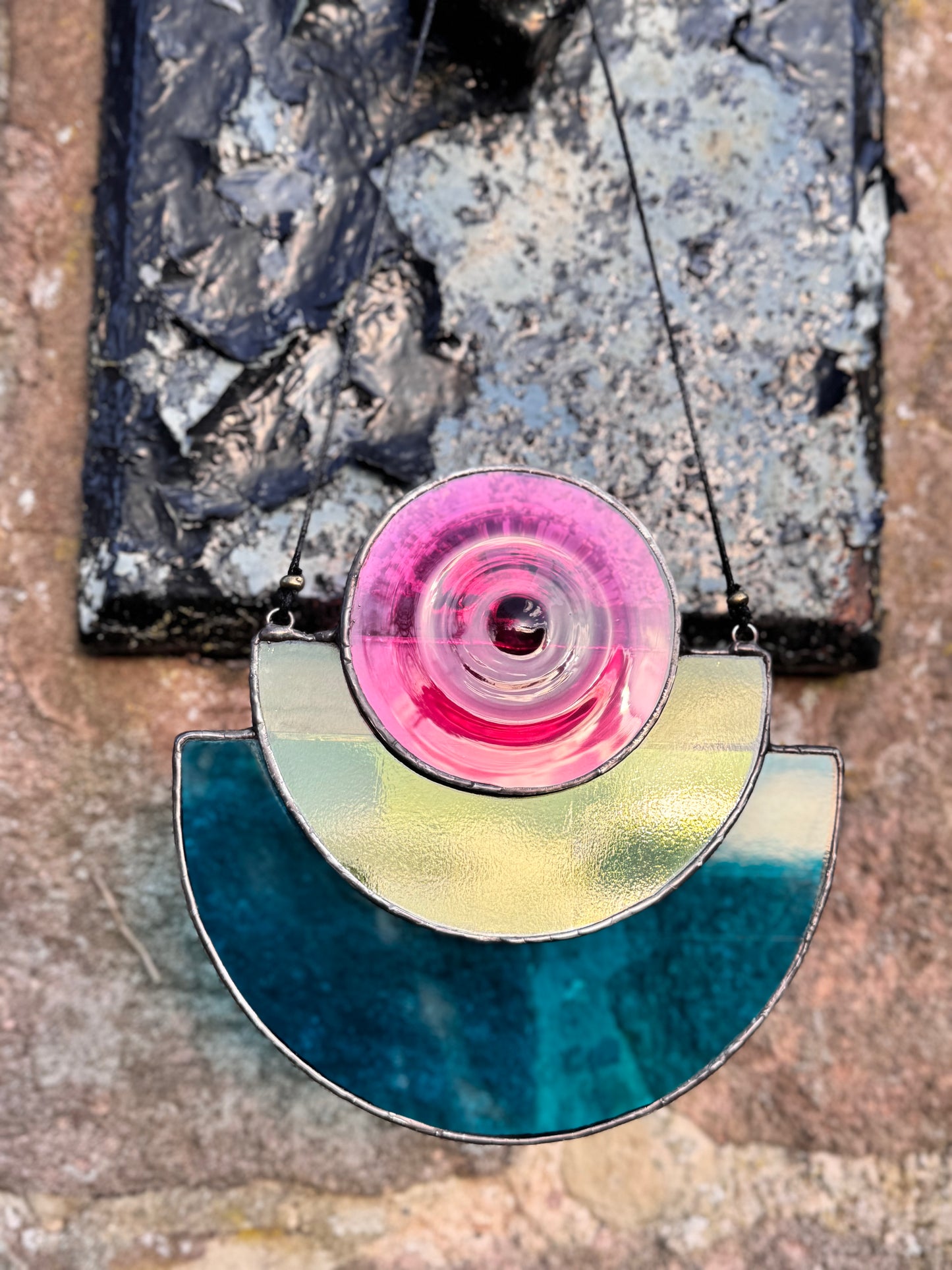 Pink Moon Stained Glass Art