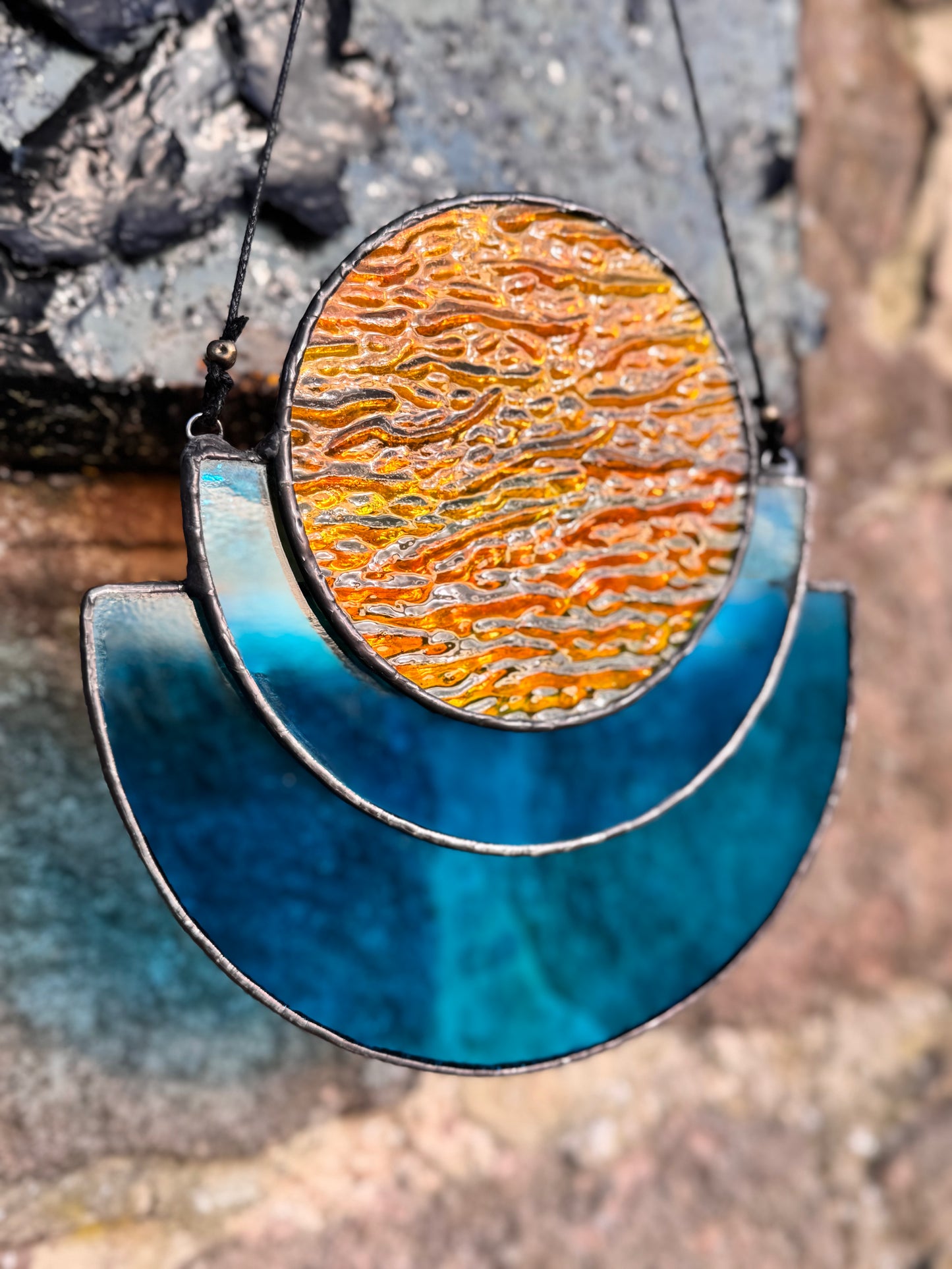Orange Moon Stained Glass Art
