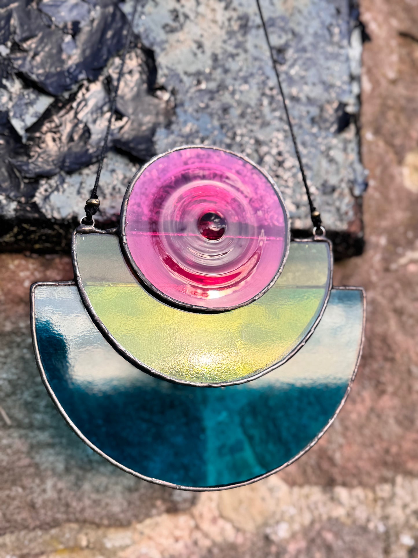 Pink Moon Stained Glass Art