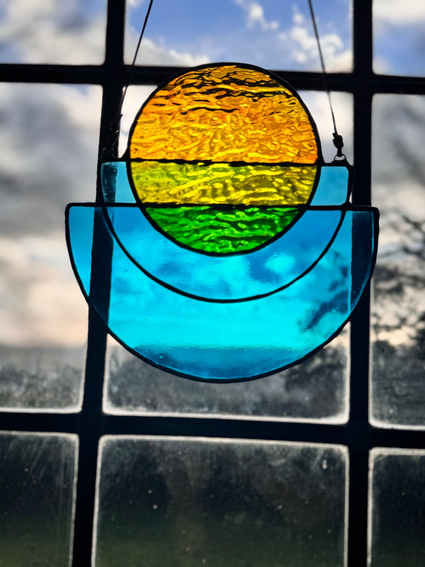Orange Moon Stained Glass Art